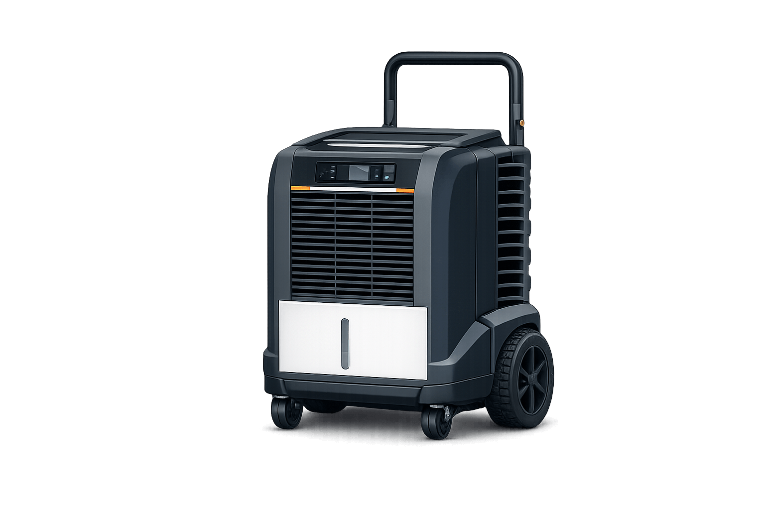 Portable commercial dehumidifier with wheels for offices, hotels, and shops